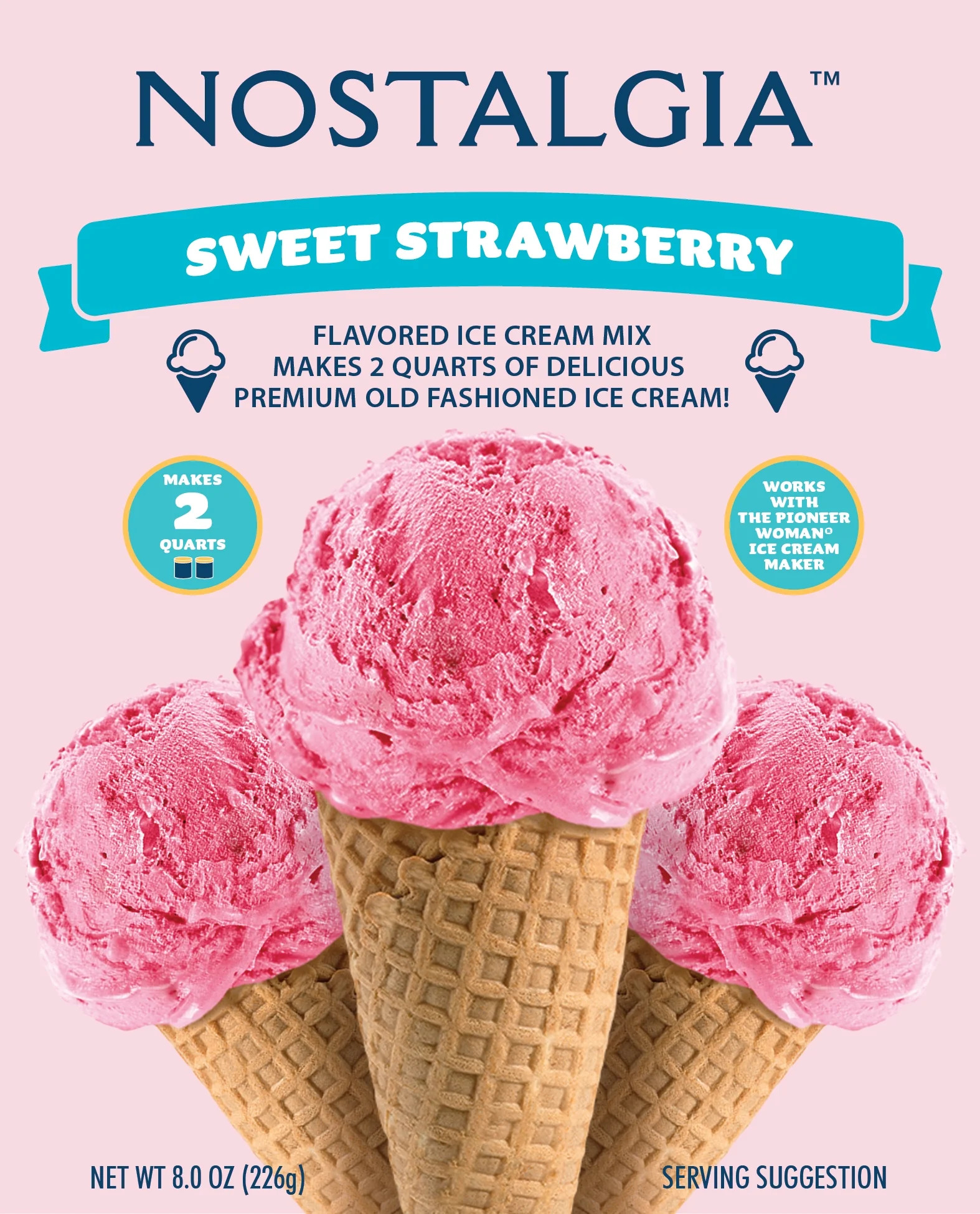 Nostalgia Premium Strawberry Ice Cream Mix, 8 oz | Walmart (US)