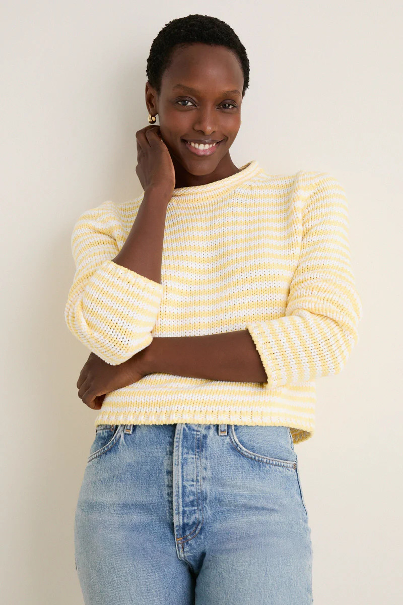 Sunshine and Cream Fine Stripe Mini Marina Sweater | Tuckernuck (US)