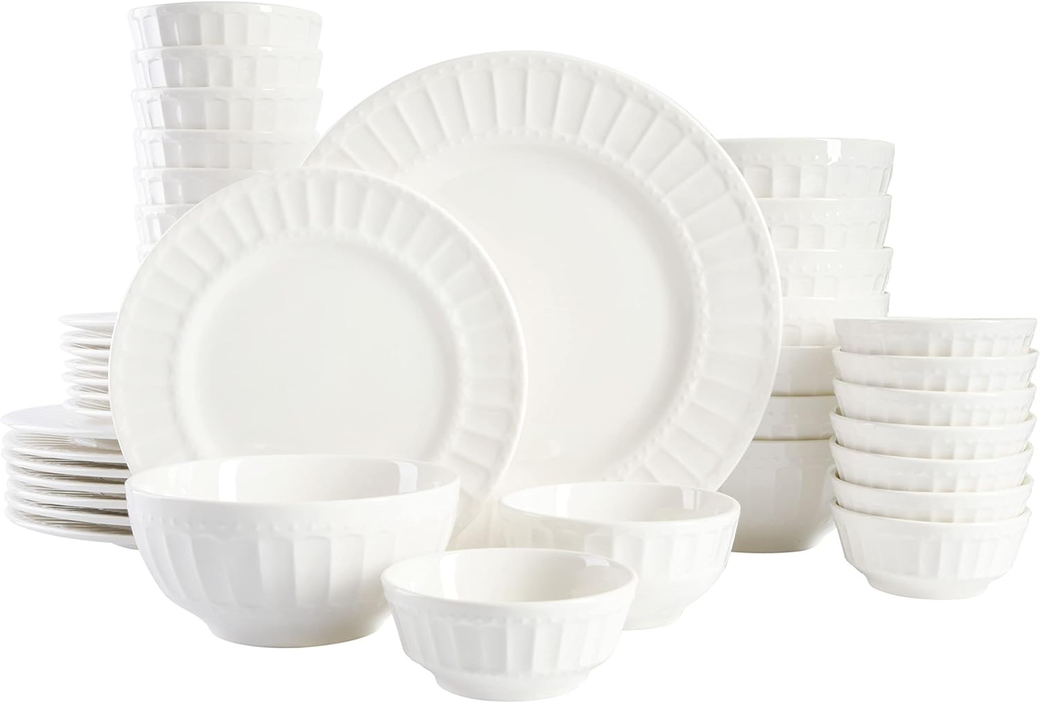 Gibson Home Zen Buffet Porcelain Ceramic Dinnerware Sets for 8, Plates and Bowls Set (40pcs), Whi... | Amazon (US)