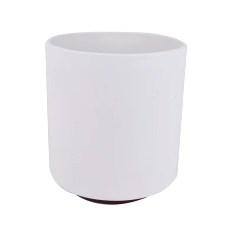Mainstays Ceramic White Ceramic Round Planter with Wood Stand, 9.4 in D x 10.6 in H | Walmart (US)