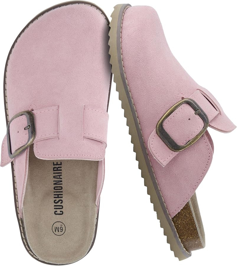 CUSHIONAIRE Women's Blain Genuine Suede Slip-On Clogs with + Memory Foam & Chic Buckle Mule - Com... | Amazon (US)