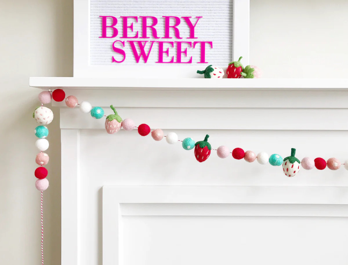 Strawberry Themed Felt Ball Garland | Pearl & Jane