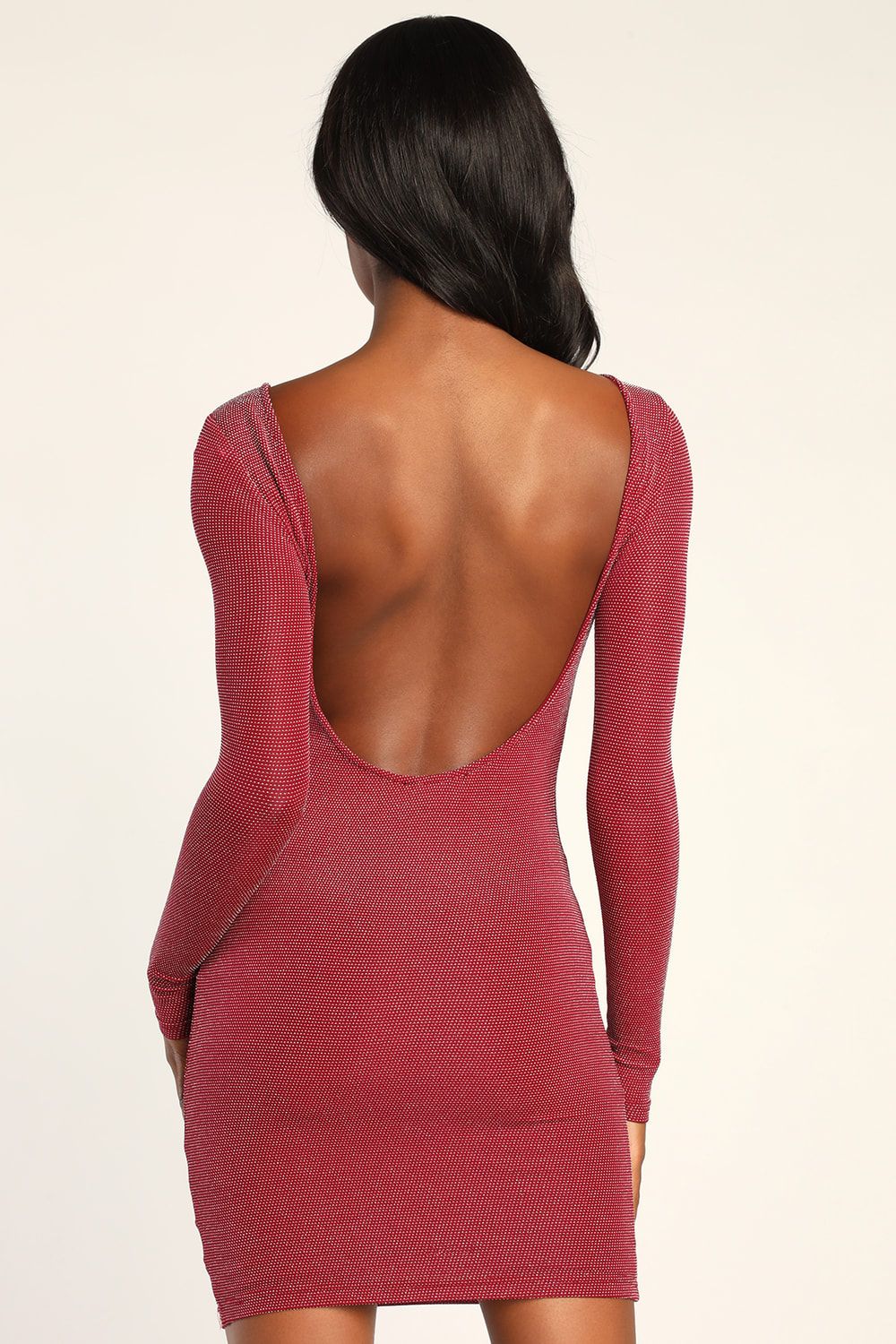 Gift of Love Red and Silver Backless Long Sleeve Bodycon Dress | Lulus (US)