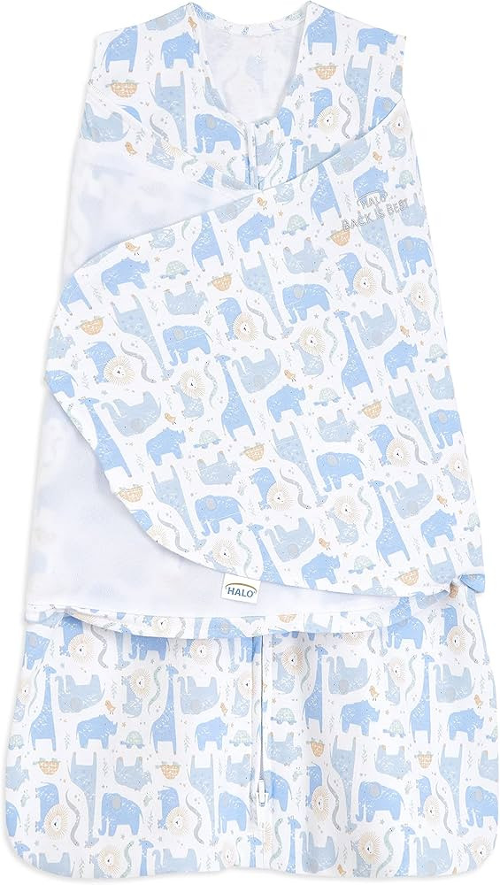 HALO 100% Cotton Sleepsack Swaddle, 3-Way Adjustable Wearable Blanket, TOG 1.5, Blue Safari, Smal... | Amazon (US)