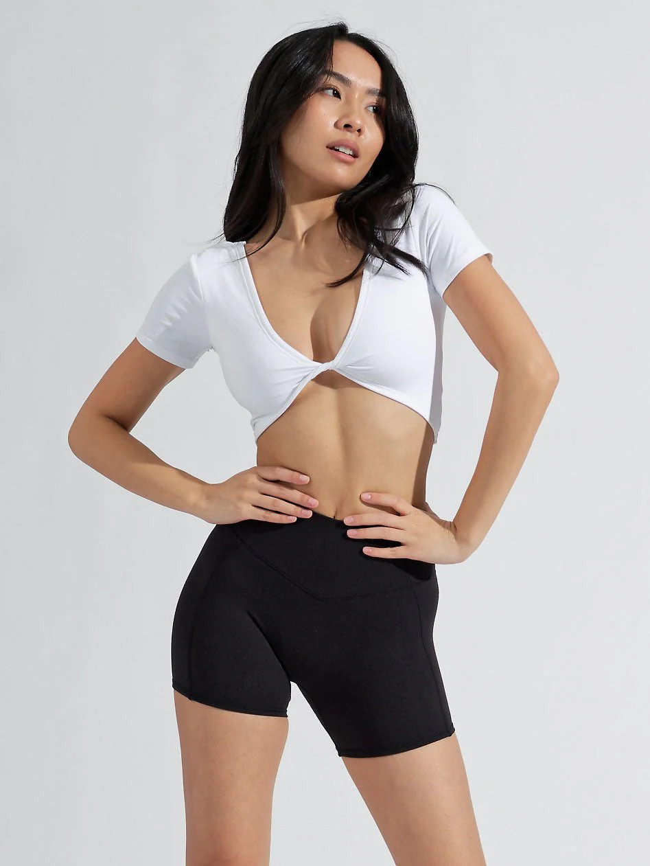 AirKnit Reversible Crop - White | Buffbunny