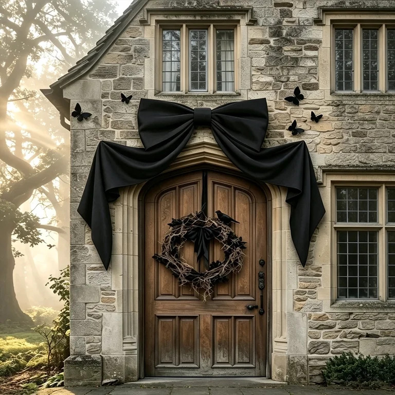 Giant Black Bow Halloween Wall Decor, 48 Inch Vintage Halloween Home Decor for Front Door Indoor ... | Walmart (US)