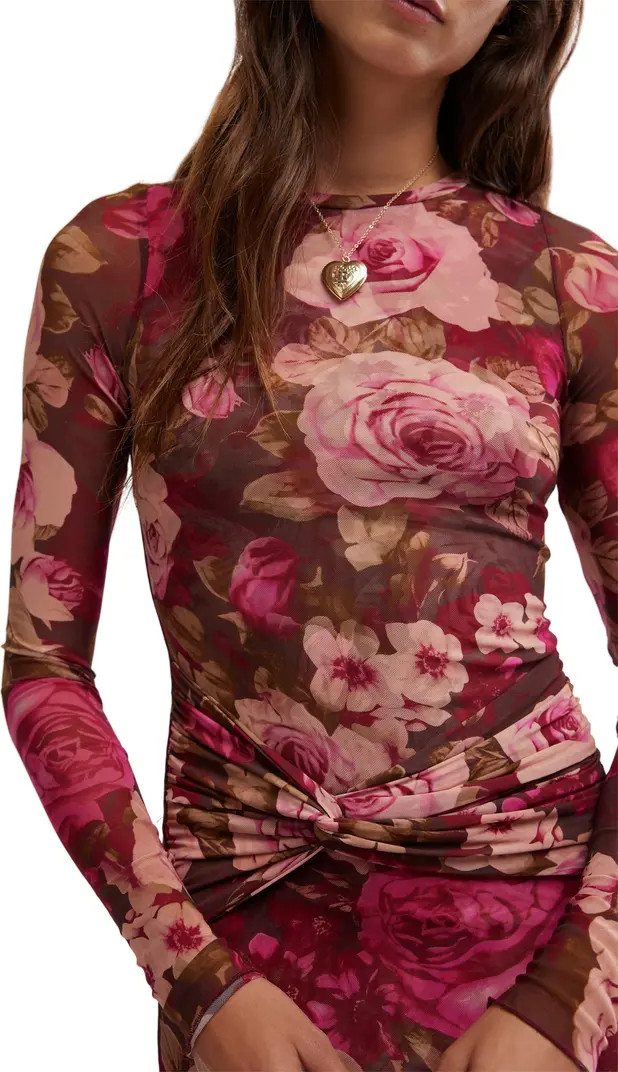 Gianni Long Sleeve Stretch Mesh Body-Con Dress | Nordstrom