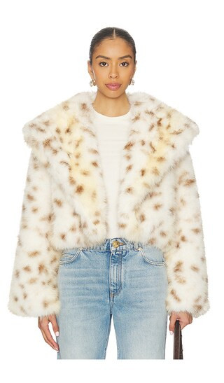 MORE TO COME Rockie Faux Fur Jacket in Cream. - size L | Revolve Clothing (Global)