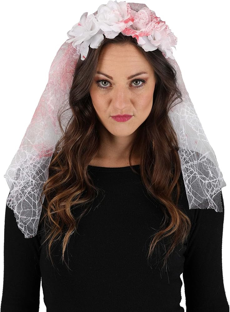 Bloody White Veil - Lace Headband with Printed Blood Stains | Amazon (US)