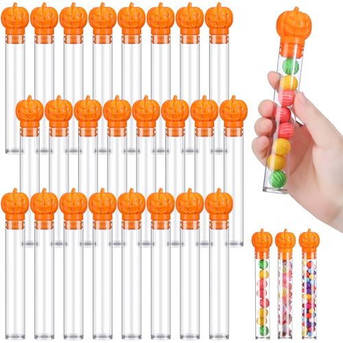 Lallisa 24 Pcs Pumpkin Candy Tubes Halloween Candy Tubes Empty Clear Plastic Pumpkins Candy Holder Trick or Treating Candy Container for Halloween Party Favors Games Gift Bulk | Amazon (US)