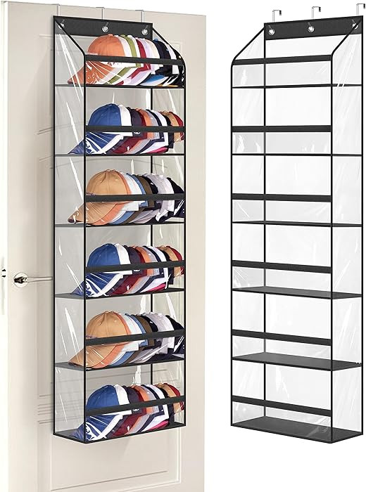 AOODA Clear Over The Door Hat Racks for Baseball Caps, Large Holds up to 72 Caps Hat Storage Orga... | Amazon (US)