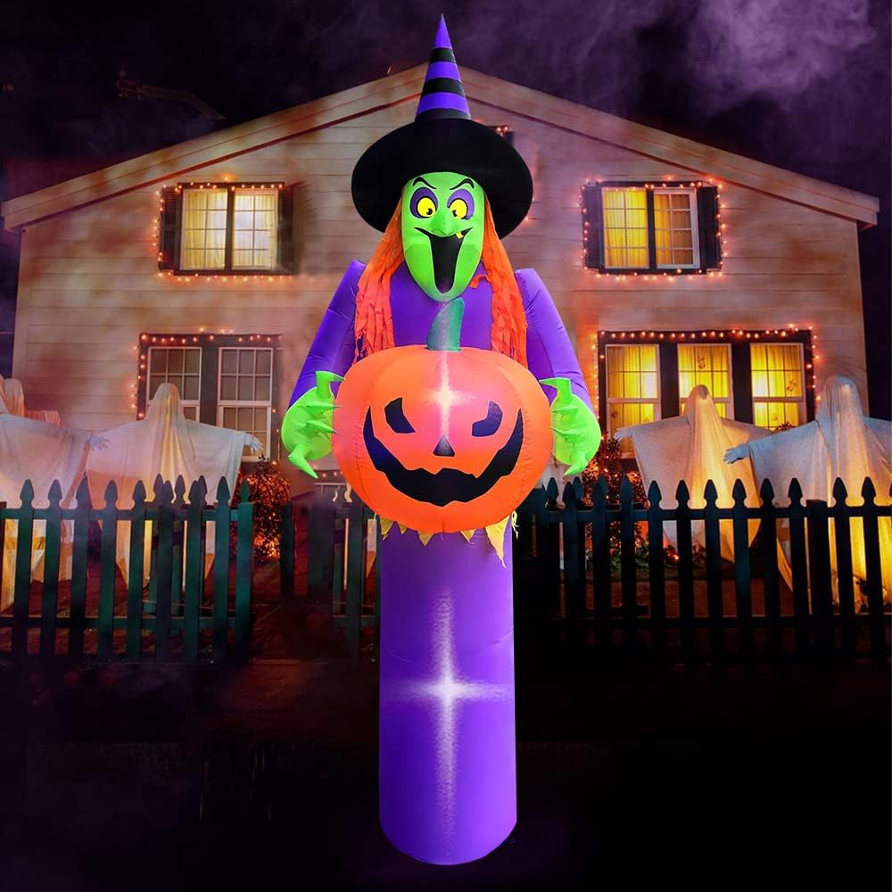 DomKom 10FT Halloween Inflatables Decoration Witch,Build-in LED Lights Holiday Blow Up Yard Decor... | Amazon (US)