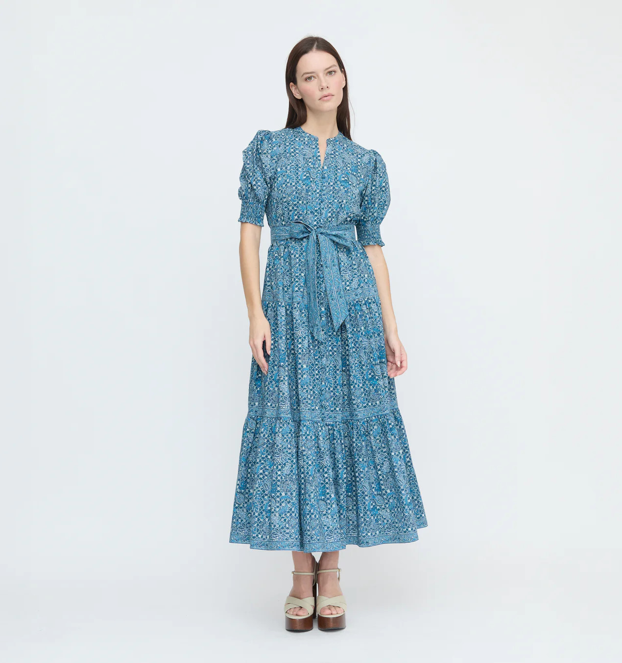 The Yara Dress - Navy Calico Trellis | Hill House Home US
