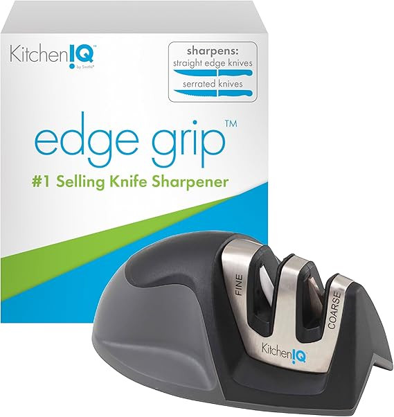 50009 Edge Grip 2-Stage Knife Sharpener, Black, Coarse & Fine Sharpeners, Compact for Easy Storag... | Amazon (US)