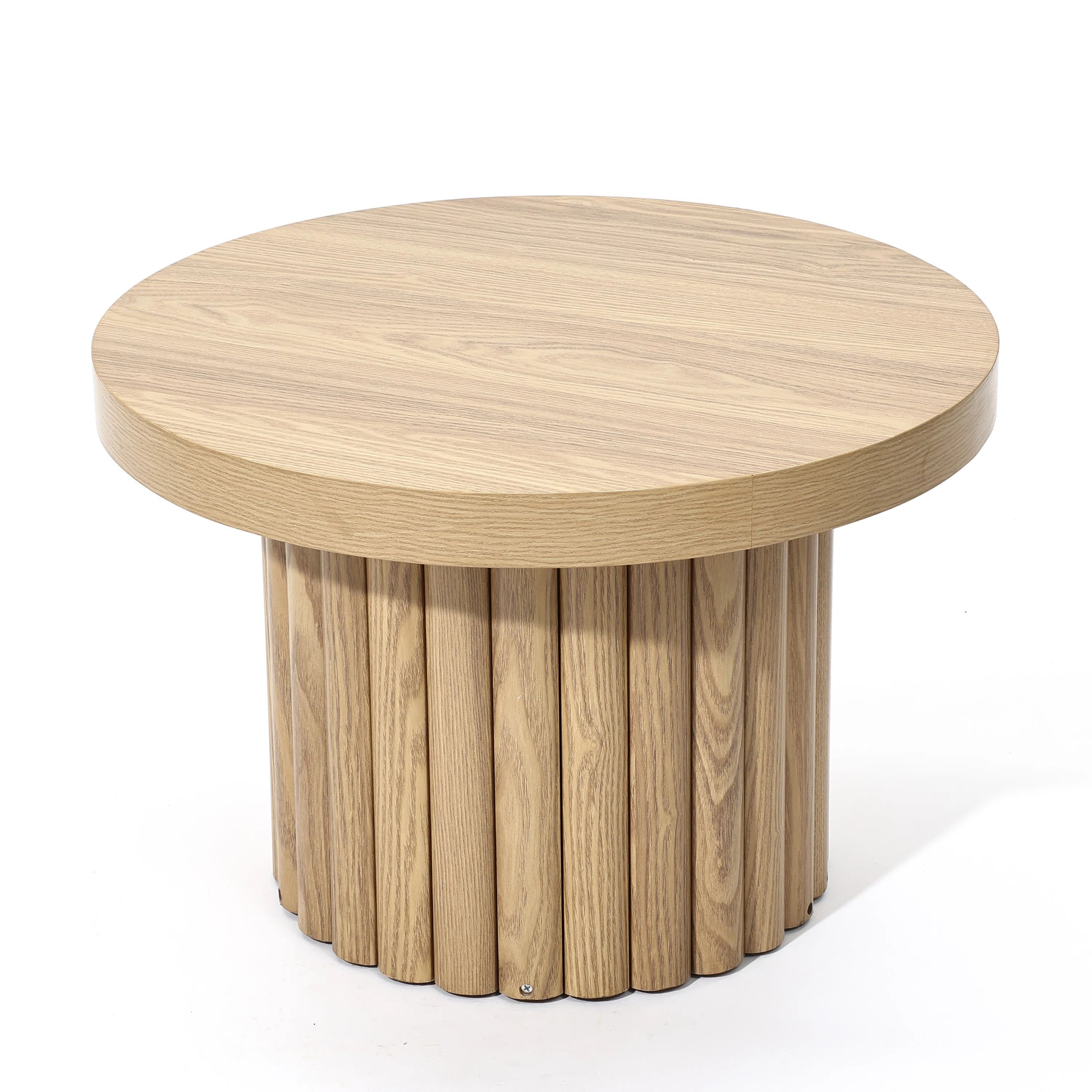 Crystopher Natural Wood Fluted Round Coffee Table | Wayfair North America