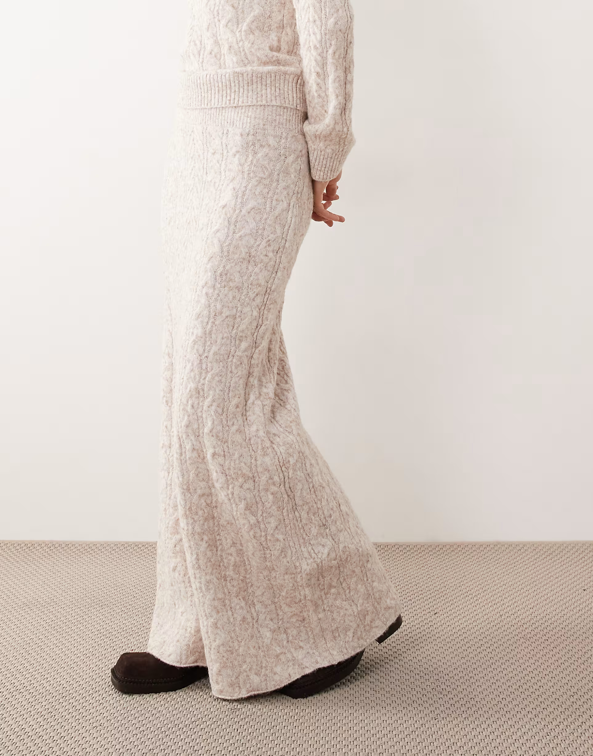 4th & Reckless wool feel cable knit maxi skirt in oat - part of a set | ASOS (Global)