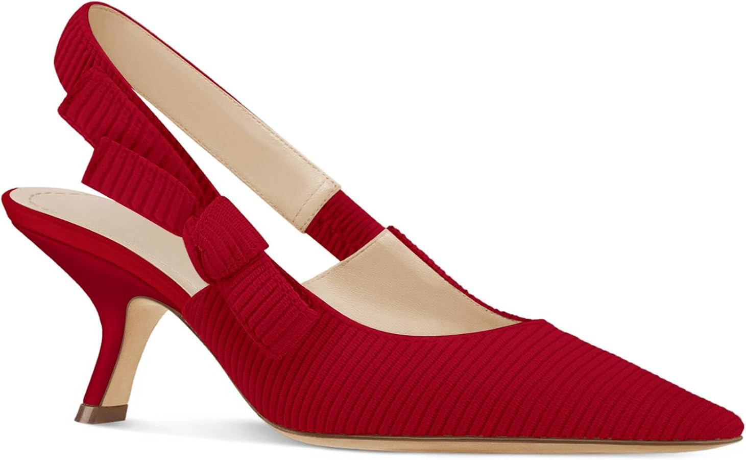 Coutgo Womens Slingback Kitten Heels Closed Pointed Toe Bowknot Knitted Slip On Work Pumps Dress ... | Amazon (US)