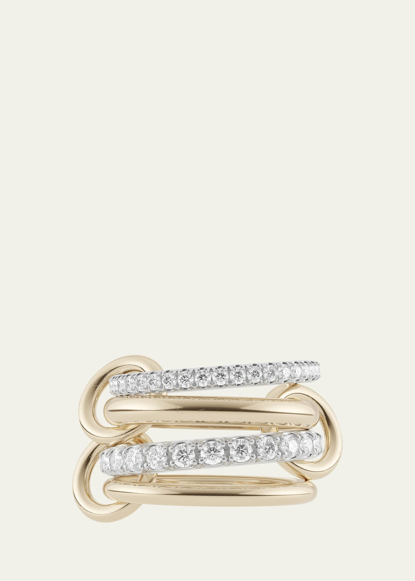 Spinelli Kilcollin 18K Mixed-Gold Halley 4-Link Ring with Pave Diamonds | Bergdorf Goodman