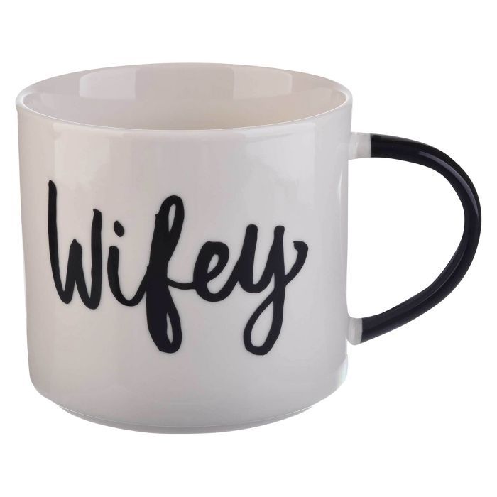 15oz Stoneware Stackable Wifey Coffee Mug White - Threshold™ | Target
