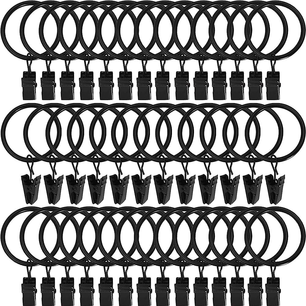 AMZSEVEN 40 Pack Metal Curtain Rings with Clips, Drapery Clips Hooks, Decorative Rod Clips Hanger... | Amazon (US)