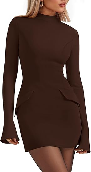 PRETTYGARDEN Womens Short Formal Dresses Fall Long Sleeve Mock Neck Elegant Cocktail Party Club B... | Amazon (US)