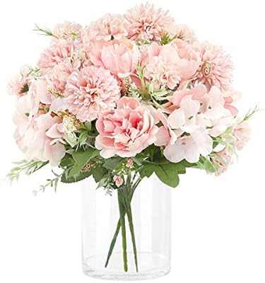 Wholine 3pcs Artificial Flowers Silk Hydrangea Faux Camellia Bouquet Flowers for Wedding Bouquet... | Amazon (US)