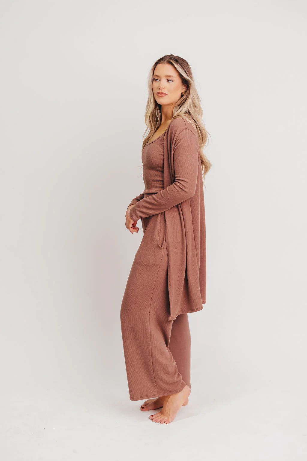 Betsy Ribbed Cardigan in Brown - Inclusive Sizing (S-2X) | Worth Collective