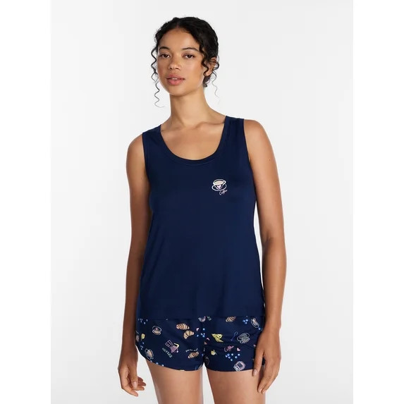 Joyspun Women's Tank Top and Shorts Pajama Set, 2-Piece, Sizes XS-3X | Walmart (US)