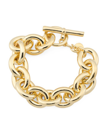 Made In Italy 18kt Gold Plated Bronze Chunky Link Bracelet | TJ Maxx
