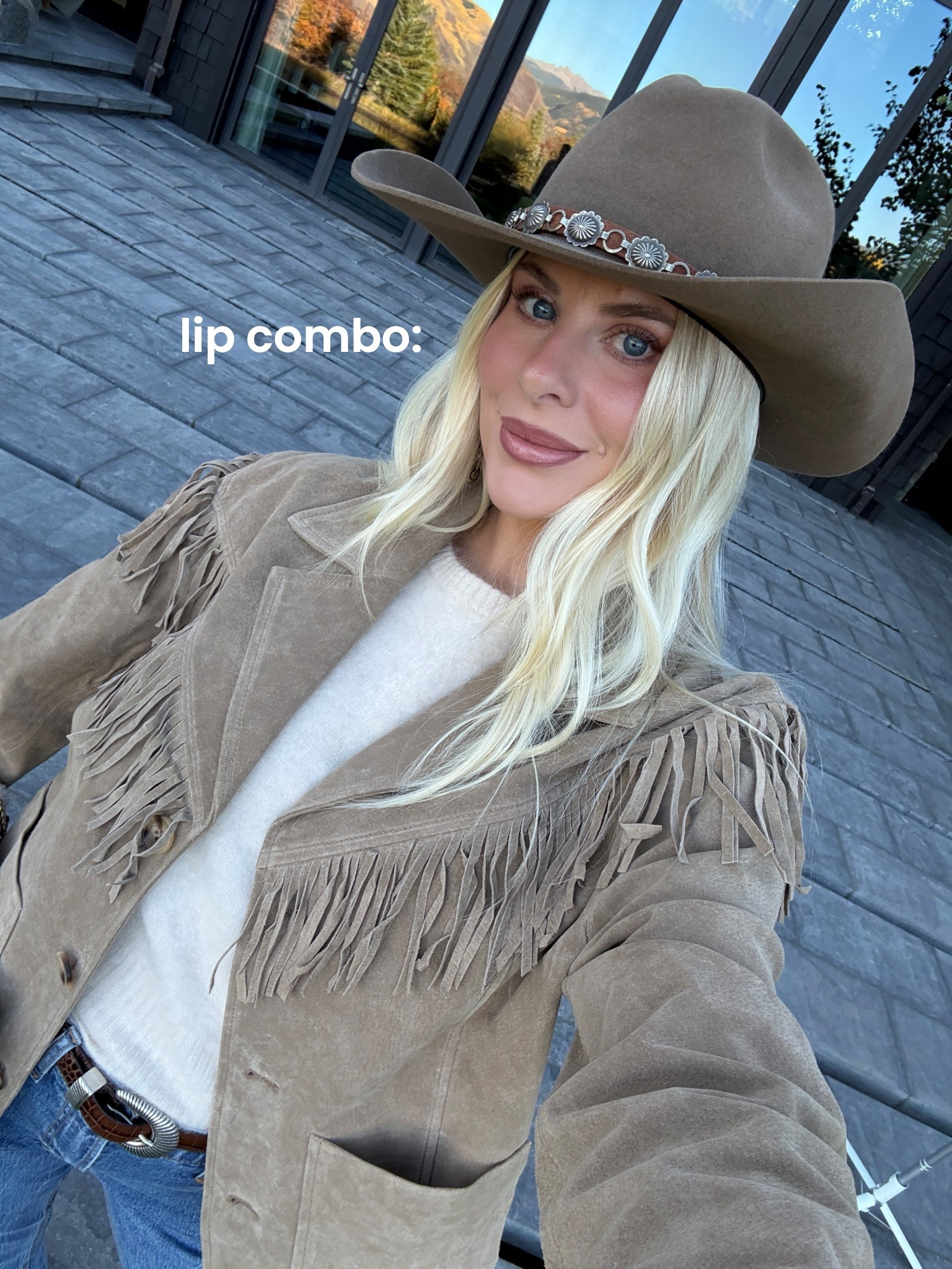 Liner: love trap, lipstick: Penelope pink, gloss: shake. Wearing a size medium jacket (linking another color and similiars), size medium top, size 26 long jeans, shoes are tts!

#kathleenpost western chic outfit, western style, western chic outfit, aspen outfit, boot cut jeans, fall fashion, fall outfit inspo, fall style
