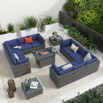 10 - Person Outdoor Seating Group With Cushions | Wayfair North America