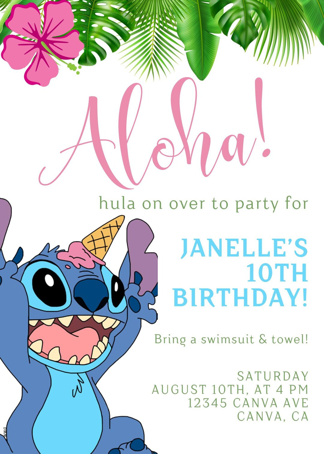 Stitch Birthday Invitation Template - Etsy | Etsy (US)