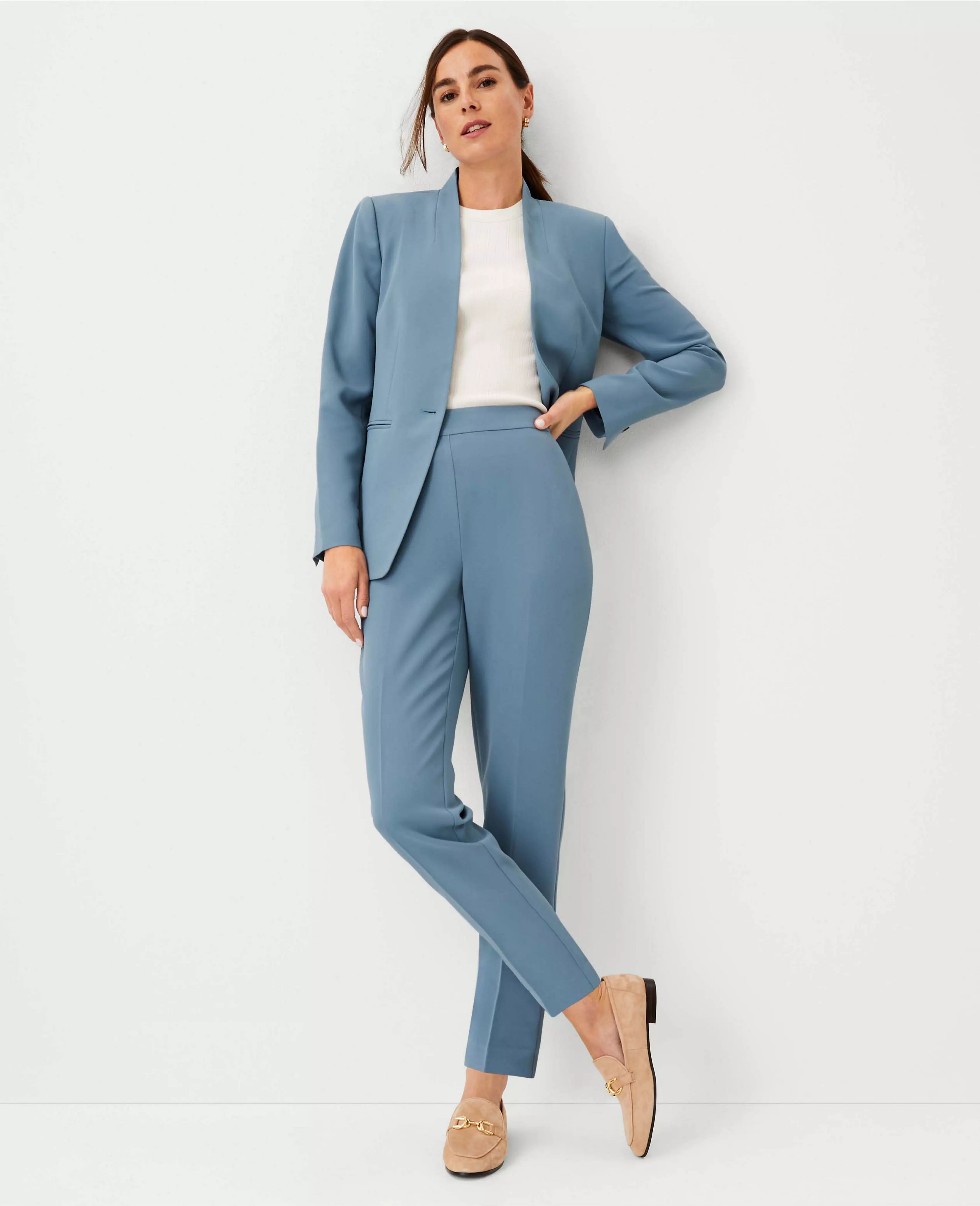 The High Rise Side Zip Ankle Pant in Fluid Crepe | Ann Taylor (US)