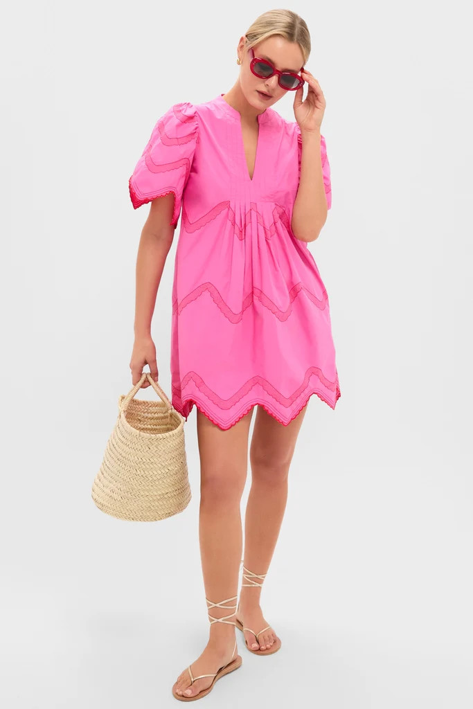 Hot Pink with Red Embroidery Weston Mini Dress | Tuckernuck (US)