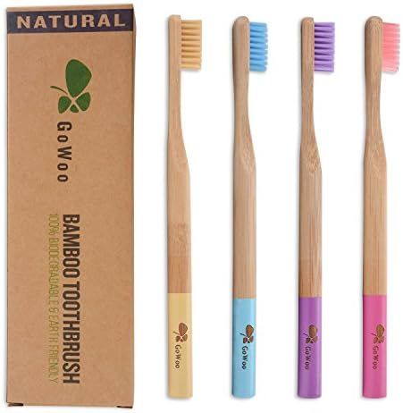 GoWoo 100% Natural Bamboo Toothbrush Soft - Organic Eco Friendly Toothbrushes with Soft Nylon Bristl | Amazon (US)