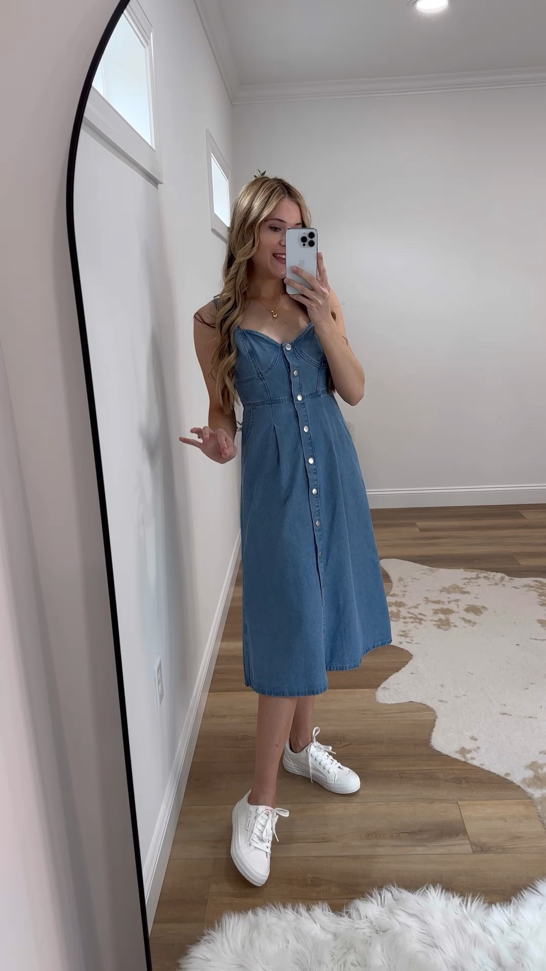 New to Amazon. Amazon fashion. Denim dress. Wearing small spring trend 2024. White sneakers 

#LTKstyletip #LTKfindsunder100 #LTKVideo