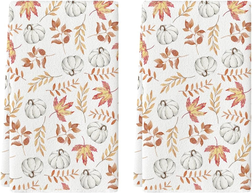 Artoid Mode Orange Leaves Fall Kitchen Towels Set of 2 18x26 Inch | Amazon (US)