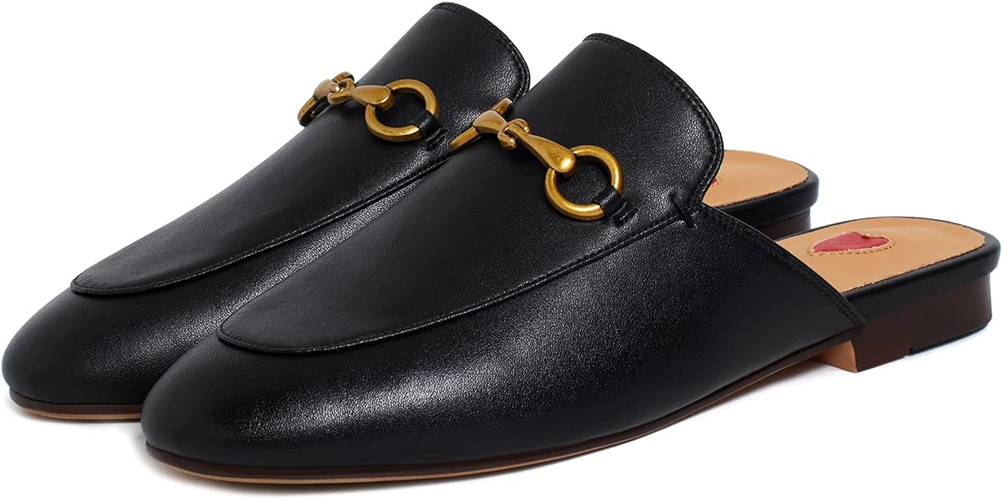 Coonek Women's Mules,Low Heel Flats Leather Slip On Backless Sandals for Girls Sliders Lady Work ... | Amazon (US)