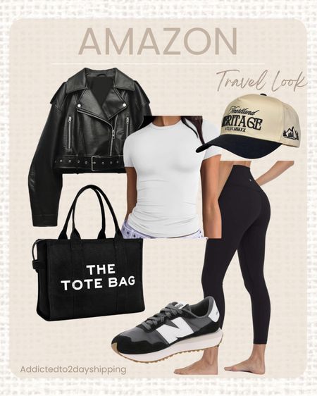 AMAZON- Travel Look

Black leggings, white tshirt, fitted tshirt, leather jacket, crop leather jacket, biker leather jacket, new balance sneaker, black new balance sneaker, trucker hat, black and neutral trucker hat, large the tote bag, tote bag, black tote bag, travel outfit, casual outfit, spring look, spring outfit



#LTKtravel #LTKstyletip #LTKfindsunder50