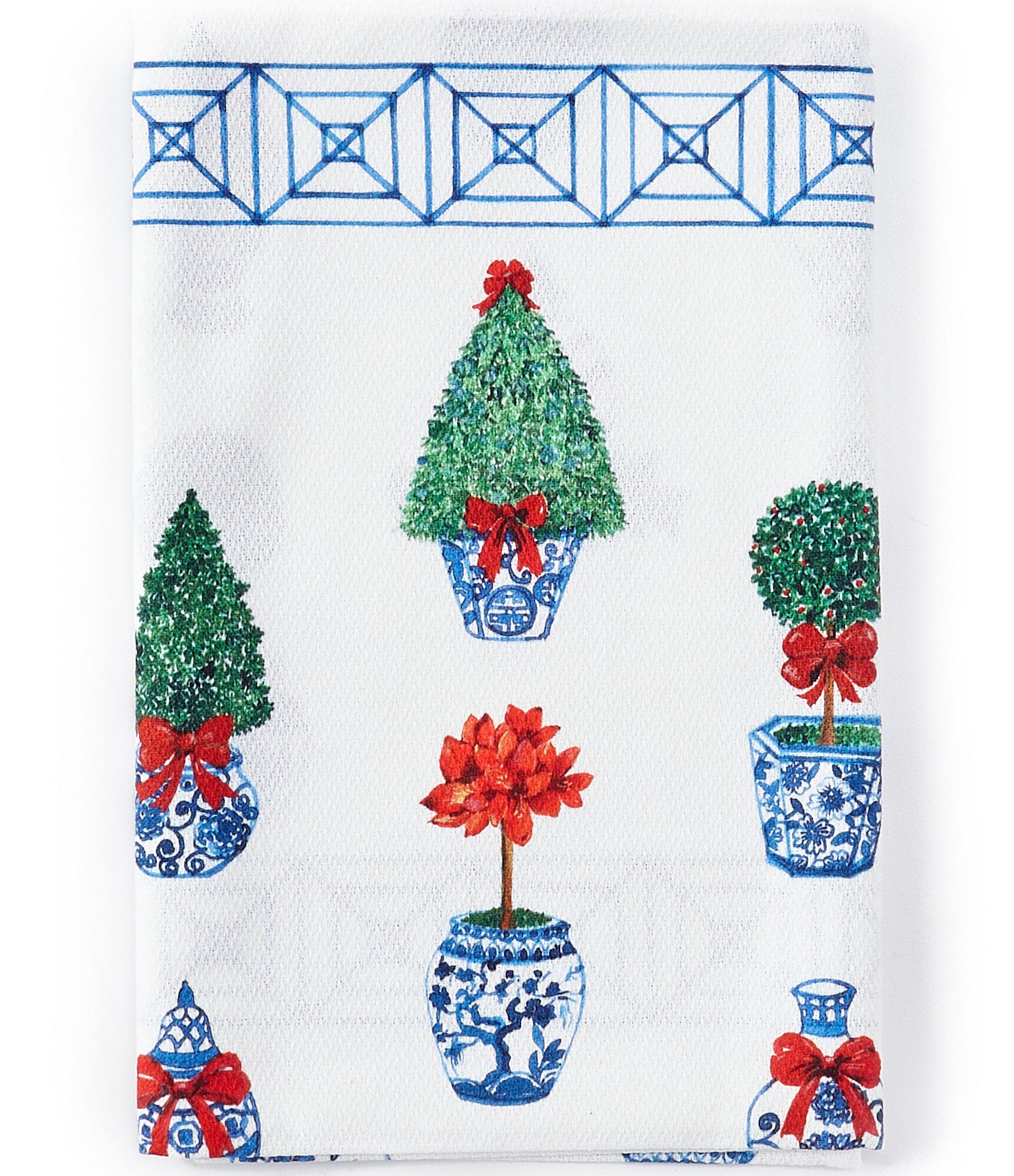 Holiday Chinoiserie Topiary Print Dish Towel | Dillard's