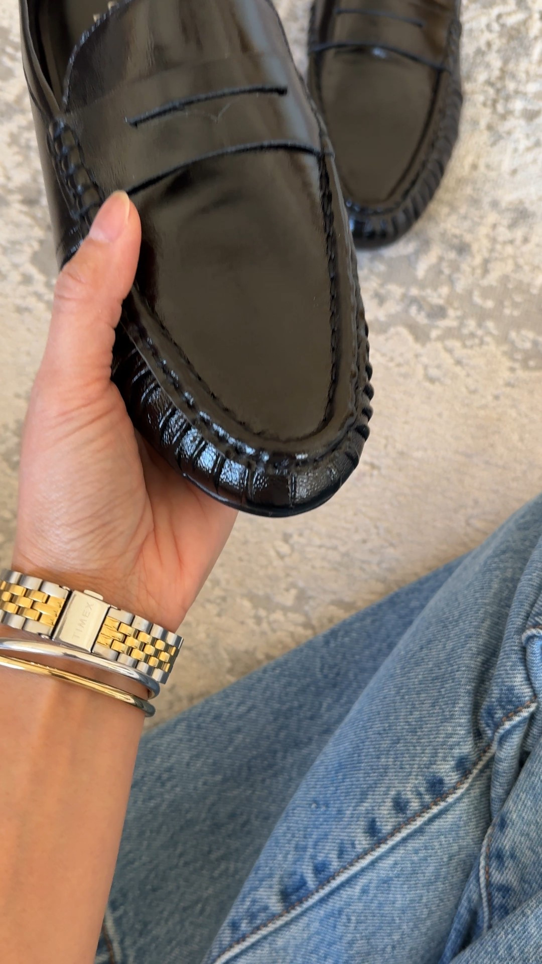 Casual chic loafer mules. Modern classic style. I’ve been wanting add a pair of loafers to my wardrobe for a while now, but couldn’t seem to find the right ones for me. Searching for more casual to wear mostly with jeans. I’m still looking to try a full loafer style, but these mules drew me in. I love ruched leather look. 
- Sizing seems true to size. I usually take a 6 in flats and that’s what I have here. If you intend to wear thicker socks, you could size up. 
- Comfy out of the box and seems to be good quality to last beyond a season. 
- These jeans are a good staple classic straight leg that also comes in ankle length. True 100% cotton denim that gets better with time. I size up in this style. 
- Classic cable knit sweater in an oversized fit. 
- Favorite staple white t-shirt as a base layer. 
- Convertible leather bag. Mid-priced luxury bag


#LTKootd #LTKOver40 #LTKWorkwear