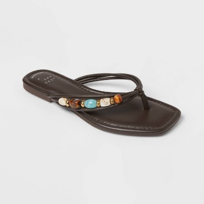 Women’s Elsie Thong Sandals - A New Day™ Chocolate 9.5 | Target