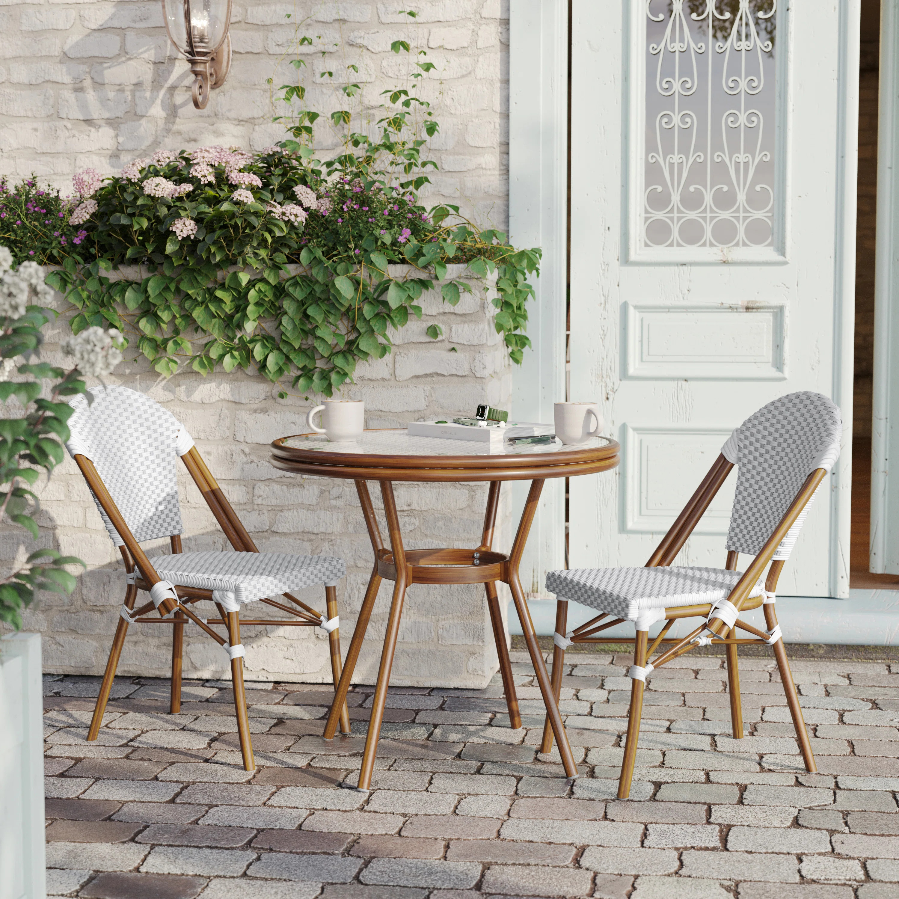 Beachcrest Home™ Rylan Indoor/Outdoor Commercial Bistro Set with Table and Two Chairs | Wayfair | Wayfair North America