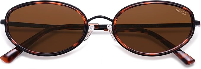 SOJOS Trendy Oval Round Polarized Sunglasses for Women Men, Chic Retro Narrow Circle Sunnies SJ12... | Amazon (US)