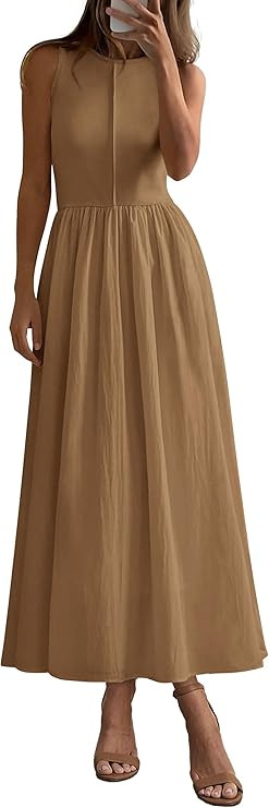 PRETTYGARDEN Maxi Dresses for Women 2026 Summer Casual Sleeveless Patchwork Flowy Vacation Sundre... | Amazon (US)