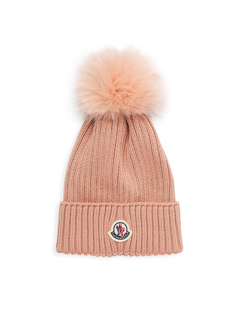 Rib-Knit Wool Pom-Pom Beanie - Pink - Size 8 | Saks Fifth Avenue