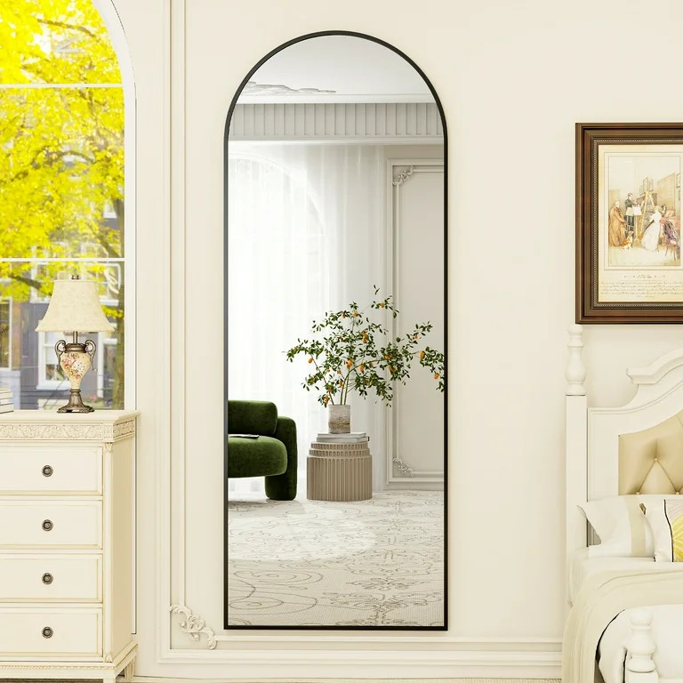 BEAUTYPEAK 64"x 21" Full Length Mirror Arched Standing Floor Mirror Full Body Mirror, Black | Walmart (US)