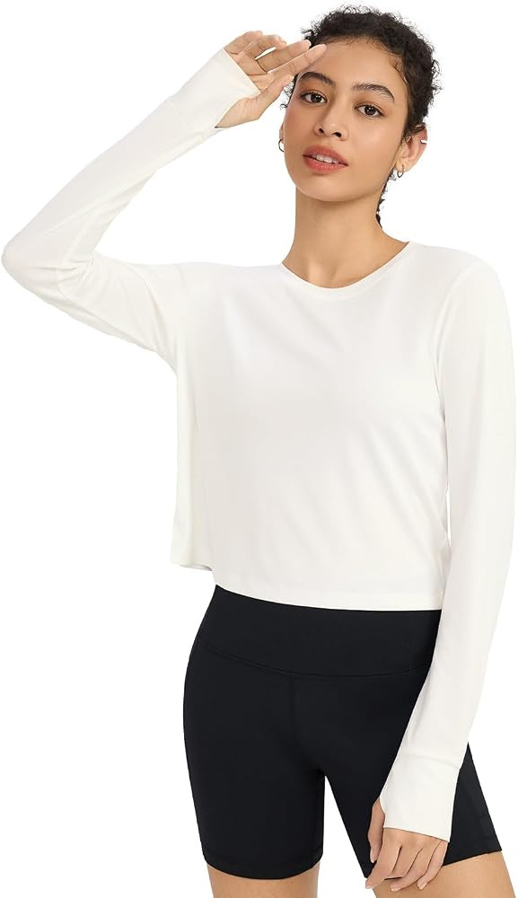 baleaf Women's Crop Long Sleeve Workout Tops...