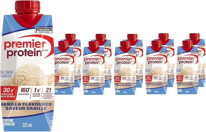 Premier Protein Protein Shake, Vanilla, 30g Protein, 1g Sugar, 11 fl oz Pack of 10 | Amazon (CA)