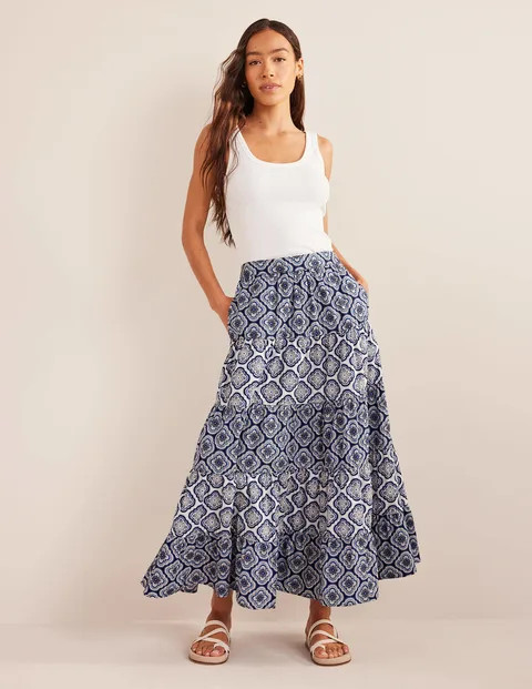 Tiered Poplin Midi Skirt | Boden (UK & IE)